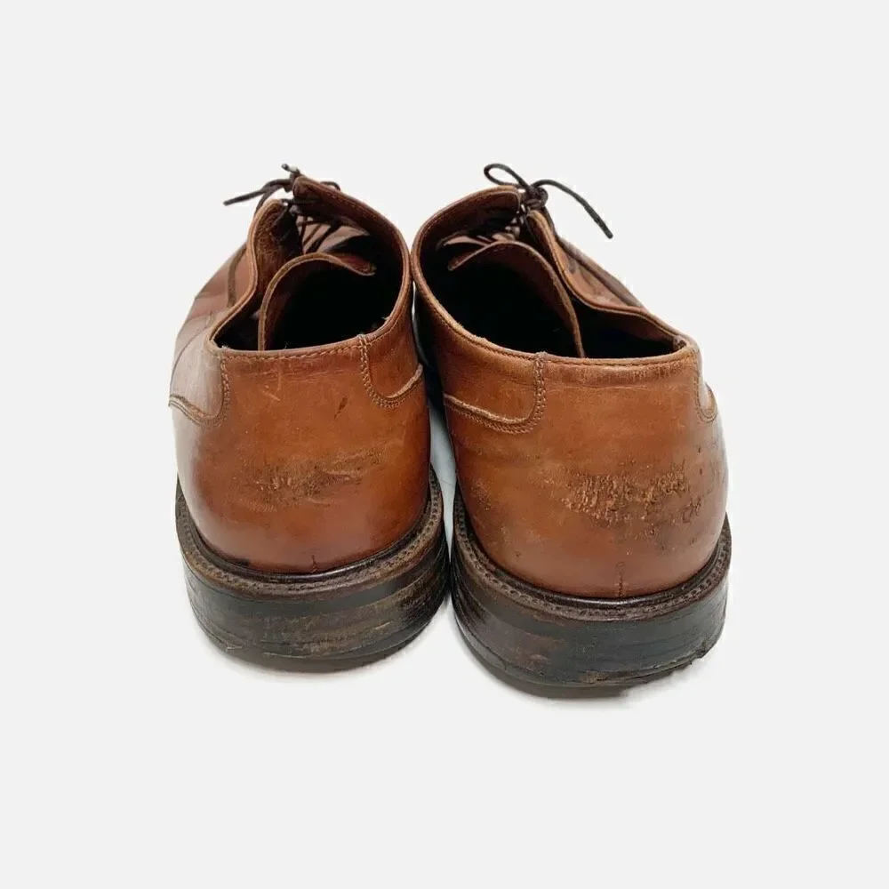 Johnston & Murphy Men's Shoes Oxfords Brown Leather Apron Toe Made in Italy - 10